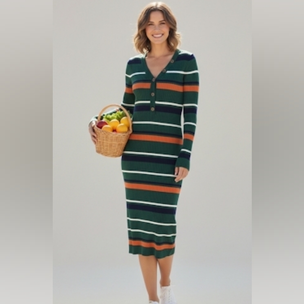 Full Circle Trends Long Sleeve With decorative buttons Women's Dress Size M NWT